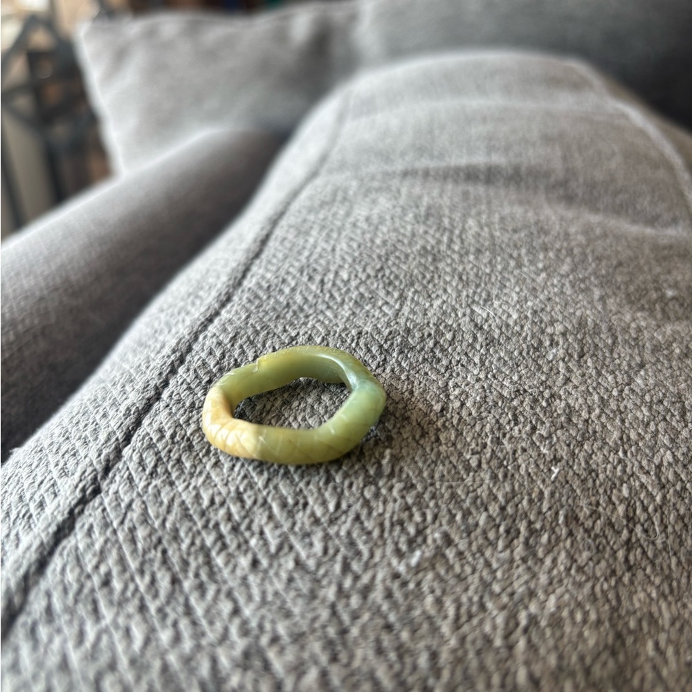Grade A Green Jadeite Snake Ring -9 - Picture 2 of 6